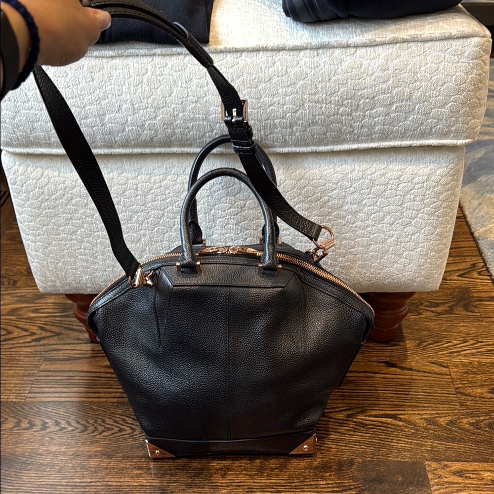 Alexander Wang Black Shoulder Bag with Detachable Strap and Metallic Hardware